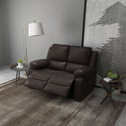 HOMCOM Double Seat PU Leather Reclining Sofa with Arms - Brown-Soft PU leather is comfortable and easy-care