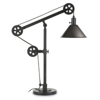 Hudson&Canal - Lampe de table Descartes 74 cm de haut avec système à poulie et abat-jour en métal - Bronze noirci/Bronze noirci-Design moderne du milieu du siècle pour votre salon, votre espace de travail ou votre table de chevet