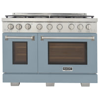 Kucht 48" KFX-X Series Pro Style Natural Gas Range - Stainless Steel/Light Blue-New true simmer burners for precise low heat cooking