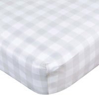 Gerber Childrenswear - Drap de berceau en tricot - Céleste - Carreaux-Fabriqué à partir d'un mélange durable de polyester et de jersey élasthanne extensible, ce drap assure un ajustement parfait sur les matelas de lit de bébé standard, mesurant 52 x 28
