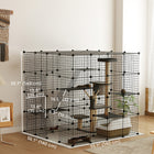 PawHut 55" Indoor 4-Tier Cat Enclosure with Platforms and Ramps-87 customizable panels enable personalized cage shapes and sizes 