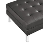 Modway Loft Tufted Vegan Leather Ottoman - Silver/Grey-Non-Marking Foot Caps