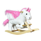 Qaba Baby Unicorn Rocking Horse - White and Pink-Unicorn design with delightful sound captivates and delights children 