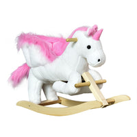 Qaba - Cheval à bascule bébé - rocker en peluche animal - blanc et rose-Design de licorne avec un son agréable qui captive et ravit les enfants 