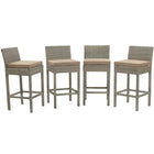 Modway - Conduit Terrasse extérieure Rotin en osier Tabouret de bar - Moka gris clair - Ensemble de 4-Tabouret de bar extérieur moderne
