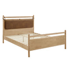 Modway Leni Full Size Vegan Leather and Wood Platform Bed Frame - Light Oak Canyon-Wood Slatted Support