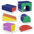 Qaba - Blocs d’escalade en mousse pour tout-petits, jeu doux - multicolore - ensemble de 7-Nettoyer les housses avec une lingette désinfectante 