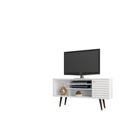 Manhattan Comfort Liberty 53.14" TV Stand-White with Wood Legs (200AMC6)-Free Standing TV Stand for Living Room and Bedroom use.