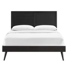 Modway Marlee Wood Full Platform Bed with Splayed Legs - Black-Full Headboard With Window Pane Detail