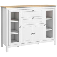 HOMCOM 47.25" L Sideboard Buffet Cabinet with 2 Drawers and 4 Doors - White-Two colours and classic design add glamour in your home