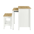 Modway Farmstead 3-Piece Kitchen Island and Stool Set - Oak White-8