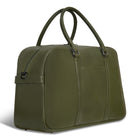 Champs Onyx Leather Duffle Bag - Khaki-Trolley strap with back zipper pocket