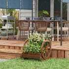 Outsunny 3-Tier Raised Garden Bed - Carbonized-Crafted of vintage-style wheels to be a unique garden focal point
