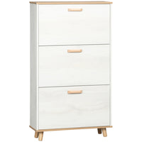 HOMCOM Shoe Storage Cabinet for 12 Pairs with Flip Drawers - White-Particle board construction with pinewood legs makes it sturdy and solid