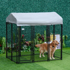 PawHut - Chenil pour chien extérieur en fil soudé avec toit 6 pi x 4 pi x 6 pi-Le toit de l’auvent réversible et stable offre une protection contre la pluie et le soleil 