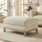 Modway Roscoe Fabric Ottoman - Ivory-Kiln-Dried Weathered Wood Frame