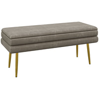 HOMCOM Upholstered Storage Bench for End of Bed - Beige-Thick foam padding and velvet-feel surface provide a comfortable sitting experience