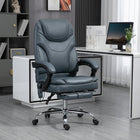 Vinsetto PU Leather Heated Massage Office Chair with Vibration - Grey-Take a break and stretch out with a 135 degree recline angle and footrest