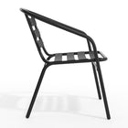 Flash Furniture Black Metal Restaurant Stack Chair with Aluminum Slats-Integrated Arms