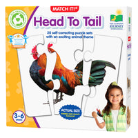 University Games The Learning Journey Match It: Head to Tail - Animal Recognition Puzzle For Toddlers - Fun Head And Tail Matching Puzzle-Develop observational skills