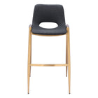 Zuo Desi Barstool - Black/Gold - Set of 2-Plush and durable faux leather fabric