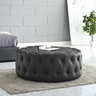Modway Amour Upholstered Vinyl Ottoman - Black-Solid Wood and Plywood
