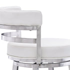 Armen Living - Madrid Tabouret de Bar Pivotant de 66 cm de Hauteur de Comptoir en Similicuir Blanc et Acier Inoxydable Brossé-6