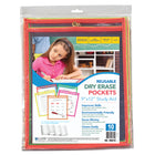C-Line Reusable Dry Erase Pockets - 9" x 12" - Neon Colors - 10 Pack-Convenient eyelet for hanging