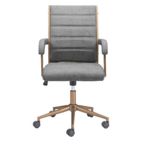 Zuo Auction Office Chair - Grey-Plush and durable faux leather fabric