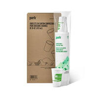 Gobelets compostables en carton pour boisson chaude de Perk - 16 oz - Blancs et verts - 300/paquet-Offerts en blanc avec des touches de vert et faits de carton