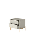 Manhattan Comfort Jasper 25.15" Modern Nightstand 2-Piece Set - Off White-Steel Legs Brushed with Gold Finish for Style and Durability