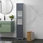 Kleankin - armoire de salle de bain 75 po de haut avec deux placards et portes en verre mat - blanc et gris-Le design anti-basculement assure la sécurité 