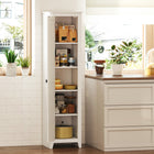 HOMCOM 67" H Kitchen Pantry Cabinet with Barn Door - White-Compact size suits limited spaces 