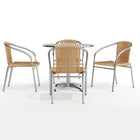 Table ronde en aluminium de 31,5 po avec 4 chaises en rotin beige, intérieur/extérieur (TLH-ALUM-32RD-020BGECHR4-GG)-5