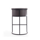 Manhattan Comfort Cosmopolitan 23.7" Mid-Century Modern Faux Leather Upholstered Bar Stool - Pebble and Black-Delivered to you Fully Assembled! No Assembly Required