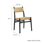 Modway Wynn Rope and Wood Dining Side Chairs - Black/Natural - 2 Pack-Solid Beech Wood Frame