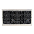 Kucht 48" KNG Series Pro Style Natural Gas Range - Stainless Steel/Cement Grey-Matching the power of professional kitchens, this top-of-the-line model boasts two separate ovens: a 30-inch convection oven delivering 22,000 BTU with a 10,000 BTU tube burner, and an 18-inch oven providing 15,000 BTU