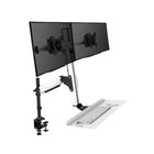 ShoppingAll - Convertisseur de bureau assis-debout réglable en hauteur avec rehausseur double moniteur – 25 po – Blanc-lever/abaisser sans effort – le mécanisme à vérin à gaz permet de changer la hauteur en douceur d’une seule main pour varier la posture toute la journée