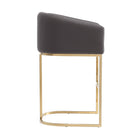 Manhattan Comfort Louvre 21" Mid-Century Modern Faux Leather Upholstered Barstool - Grey and Black-Features a 360-degree swivel and plush upholstery for enhanced comfort and flexibility