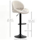 HOMCOM Counter Height Swivel Bar Stools with Back - Beige - 2 Pack-360° swivel seat for effortless turning around to interaction
