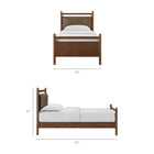 Modway Leni Twin Size Vegan Leather and Wood Platform Bed Frame - Walnut Mushroom-Solid Rubberwood Headboard & Footboard