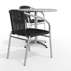 Table ronde en aluminium de 31,5 po avec 2 chaises en rotin noir, intérieur/extérieur (TLH-ALUM-32RD-020BKCHR2-GG)-5