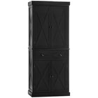 HOMCOM 72.5" H Freestanding Kitchen Buffet Cabinet with 4 Doors - Black-6-tier shelf with drawer offers enough room for keeping cookware, dishes, appliances, and dry goods 