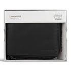 Champs Onyx Leather Zip Around Wallet - Black-6 Credit card slots