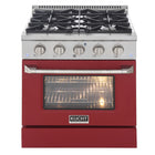 Kucht 30" KNG Series Pro Style Natural Gas Range - Stainless Steel/Red-This 4-burner gas range includes two 15,000 BTU burners and two 9,000 BTU burners