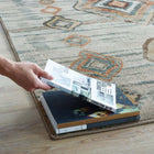 Modway - Jenica Diamant abstrait tribal marocain vieilli Tapis de comédie 8 pi l x 10 pi L - Argent, bleu, beige et brun-Fil polypropylène à deux fils