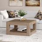 Hudson&Canal - Table basse carrée Hughes de 81 cm de largeur, , en chêne gris vieilli-Caractéristiques assemblage facile