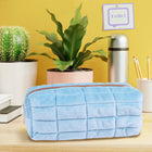 Fashion Stationery Quilted Plush Pencil Case - 7.87" L x 3.14" W x 3.14" H - Blue-Secure zipped compartment