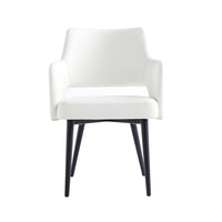 Manhattan Comfort Tremont 22.8" Modern Leatherette Upholstered Dining Arm Chair - White-Modern Dining Arm Chair for Dining Room and Task Use