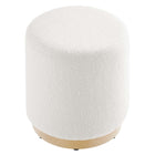 Modway Tilden 16" Round Sherpa Upholstered Ottoman - Ivory/Natural-Weight Capacity: 506 lbs.